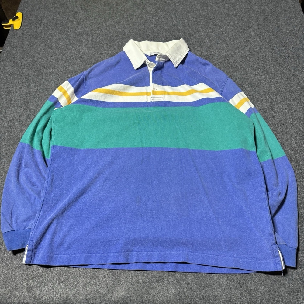 Vintage Christopher Hayes Rugby Shirt Mens XL Cotton Long Sleeve 90s Preppy Polo